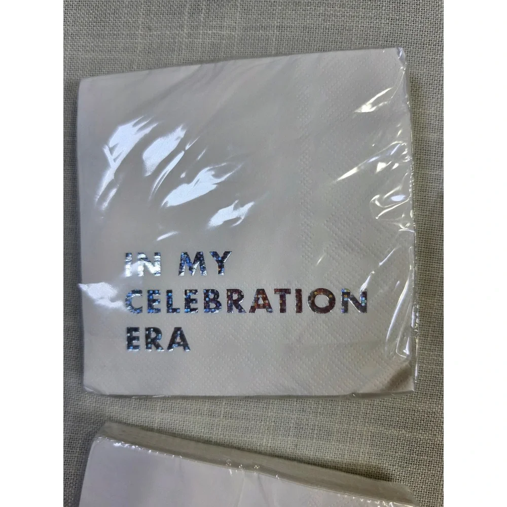 Spritz In My Celebration Era Beverage Napkins White Holographic 7 Pack 210 Count